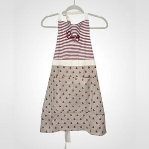 Apron Embroidered With Christy | Adjustable | Crimson Stripe Floral